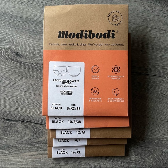 Modibodi Recycled Seamfree Boyleg (Black) - Picture 3 of 4